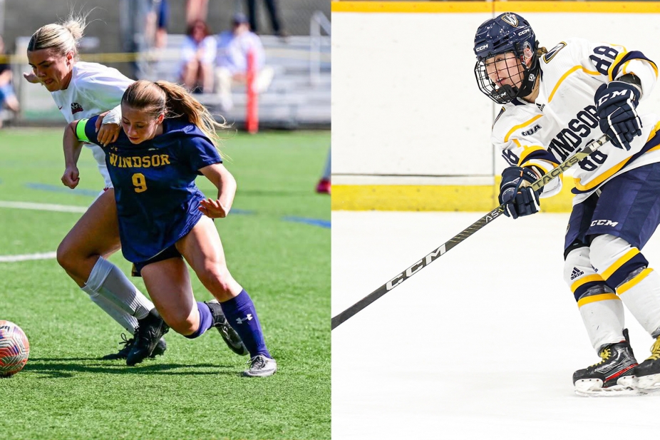 Windsor Lancers Women&#039;s Soccer and Women&#039;s Hockey teams in action.