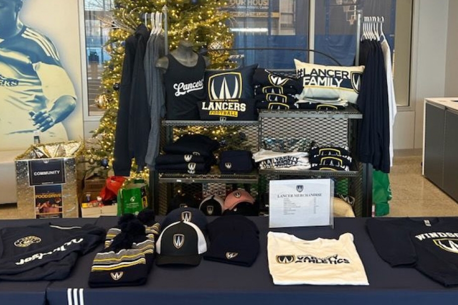 Windsor Lancers merchandise pop-up sale booth.