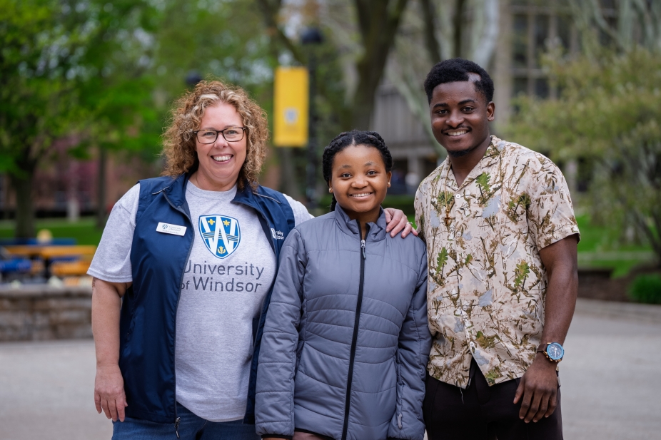 Trish Sokoloski with prospective students at Spring Open House.