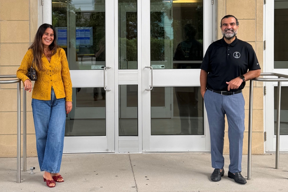 Lena and Fadi Bidawid in front of Odette School of Business