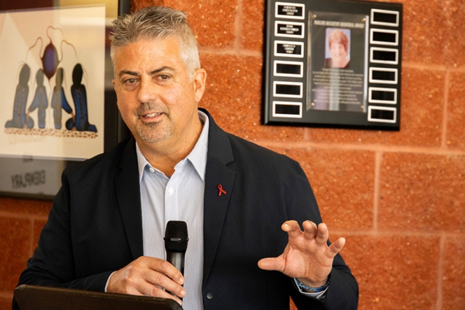 Image of Dr. Sean Rourke speaking to audience