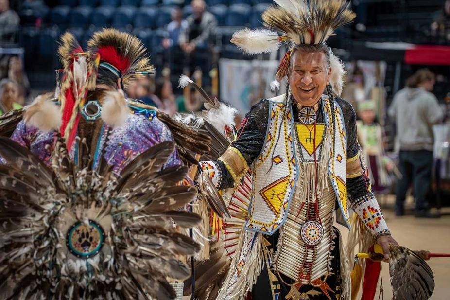 Dancers at the pow wow held in the University of Windsor's Toldo Lancer Centre.