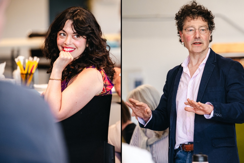 Rose Napoli and Antoni Cimolino at rehearsals in Stratford