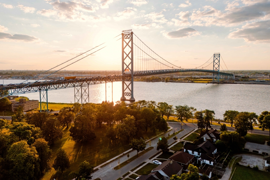 Ambassador bridge at sunrise