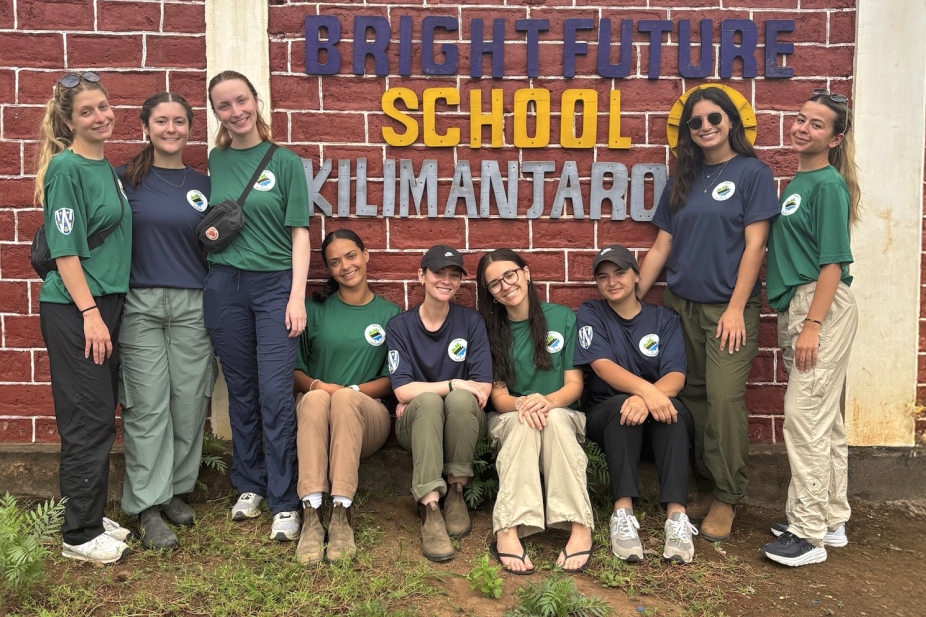 group of students outside a school in Tanzania
