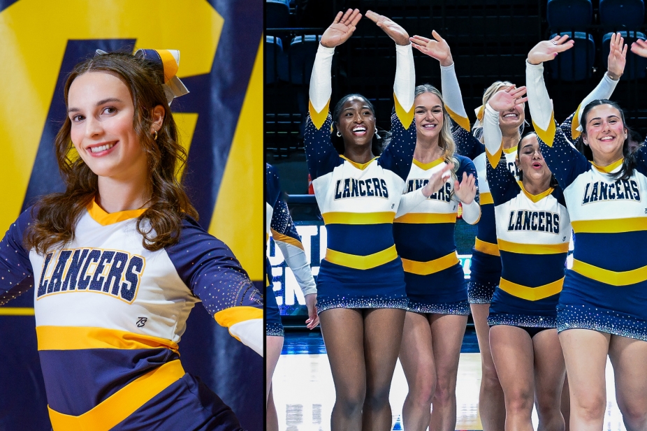 Lancer Cheer team featuring Molly Vaillancourt.