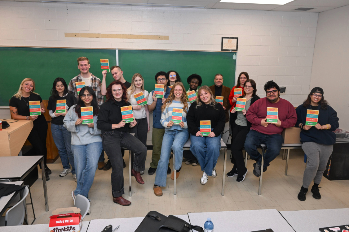 University of Windsor students in the editing and publishing practicum course had their first look at the book they spent two semesters editing and publishing, The Poet's Cookbook.