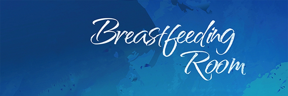 graphic typography with text saying "Breastfeeding Room" on a blue background