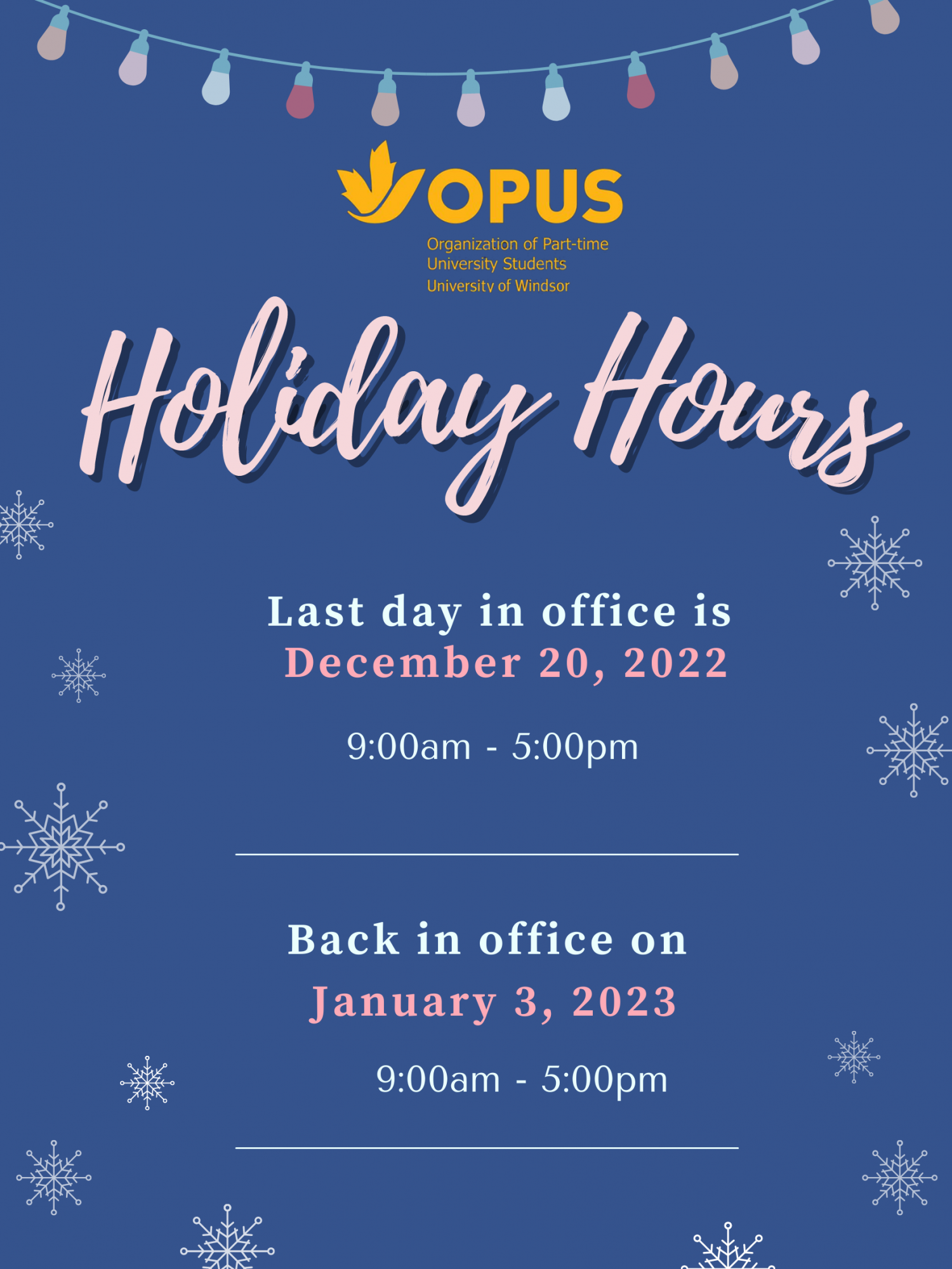Holiday Hours Organization of Parttime University Students
