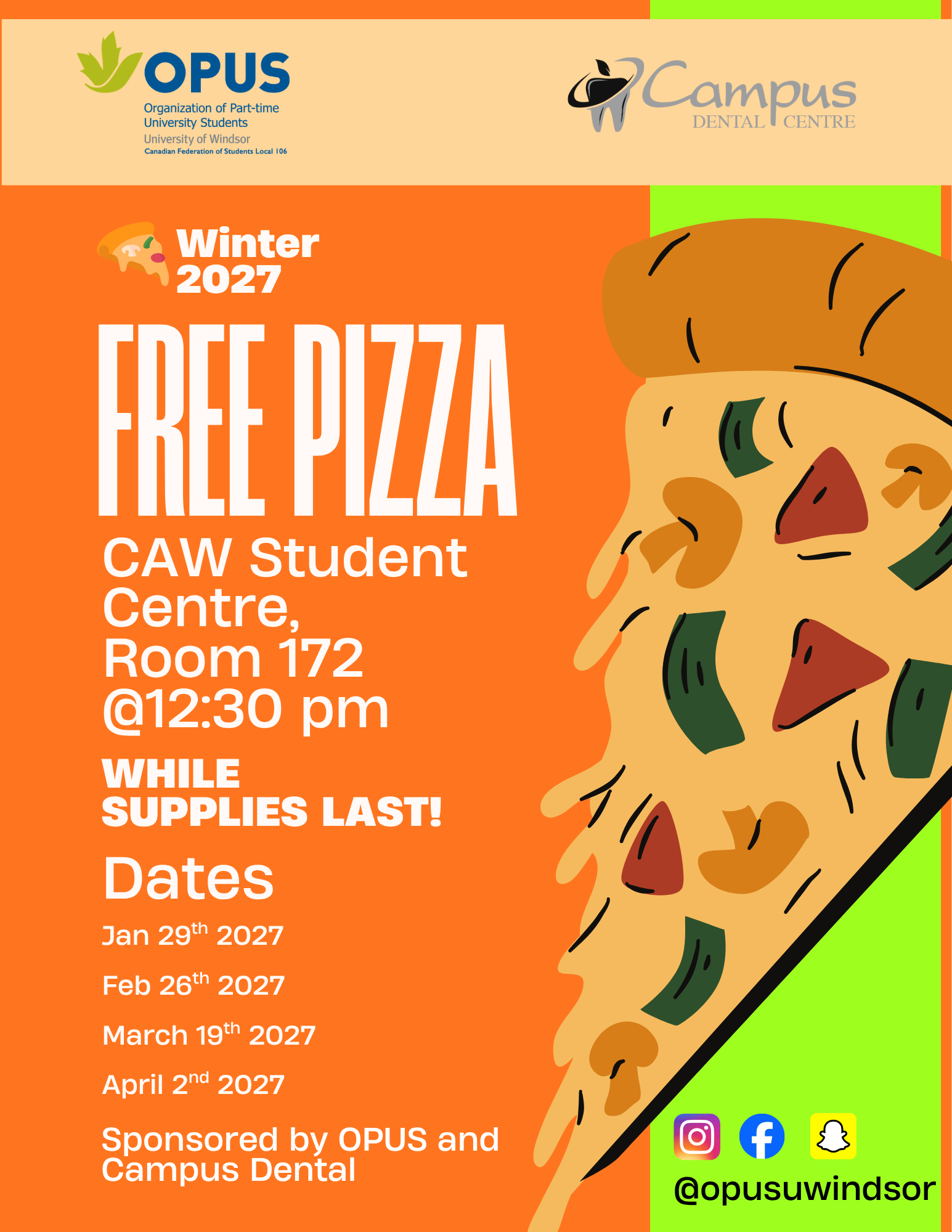 Winter Free Pizza Fridays