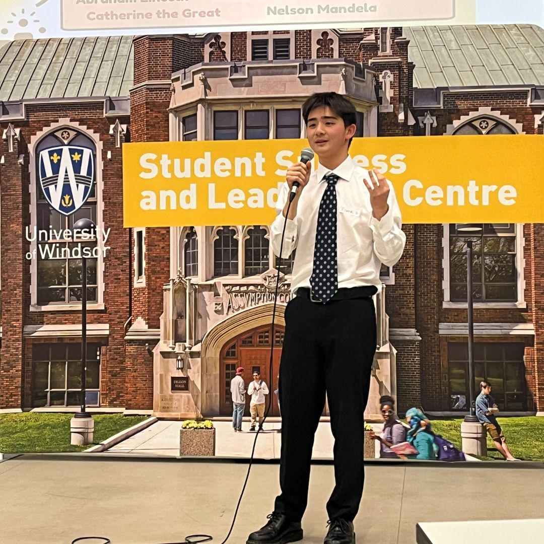 Frank Dong presents at the Lancer Leadership Conference