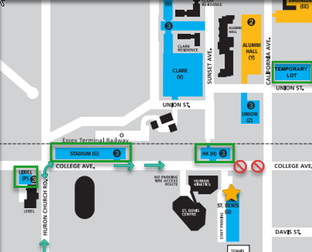 Alternative student parking in Lebel, Stadium, Human Kinetics and temporary lot off union street