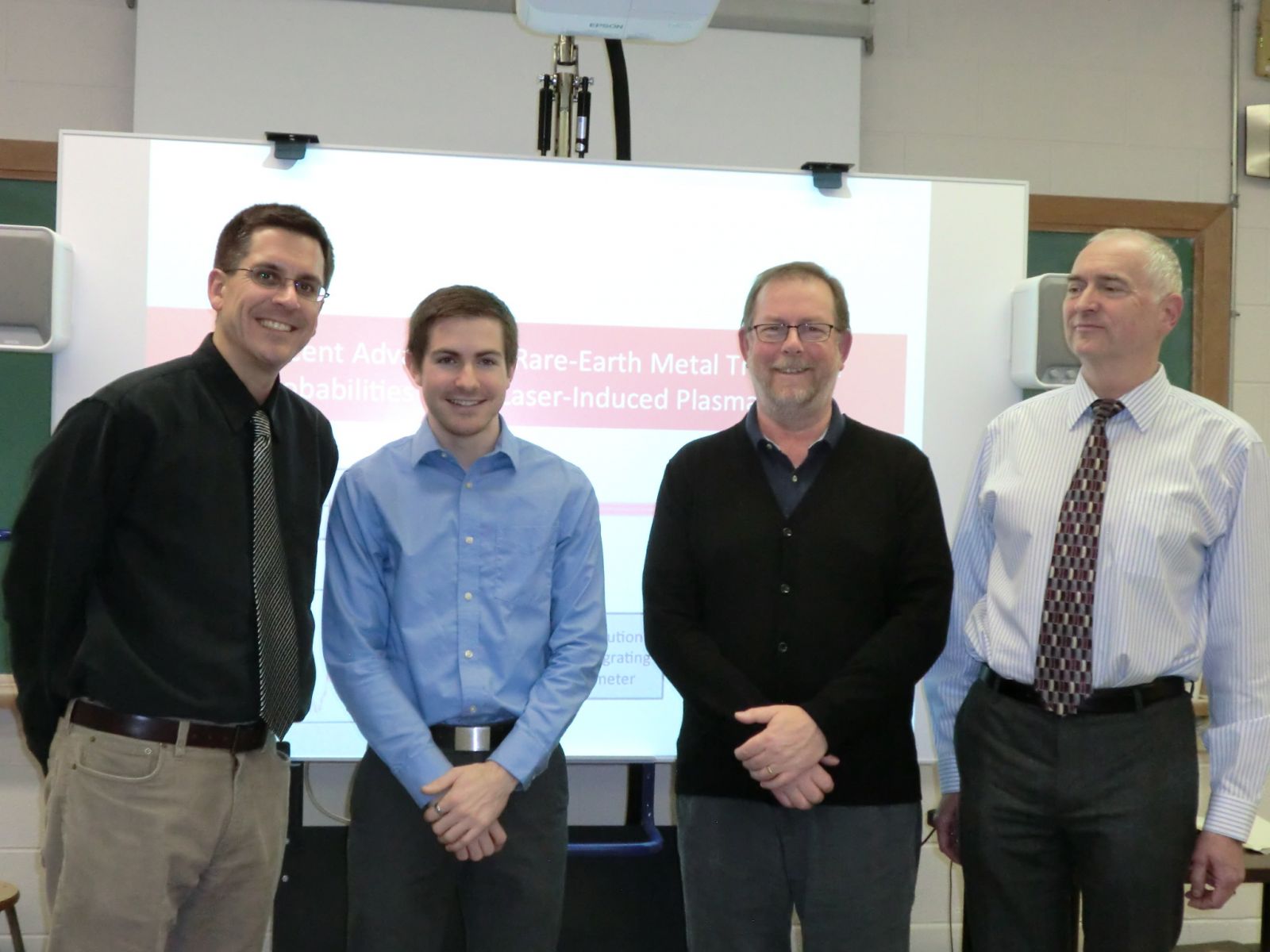 Russell Putnam with Dr. Rehse, Professor Ian Samson and Professor Wladisaw Kedzierski