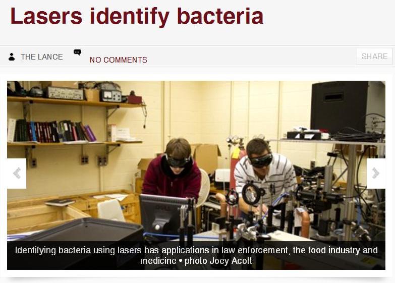 Dr Rehse in studio discussing the LIBS bacterial identification project