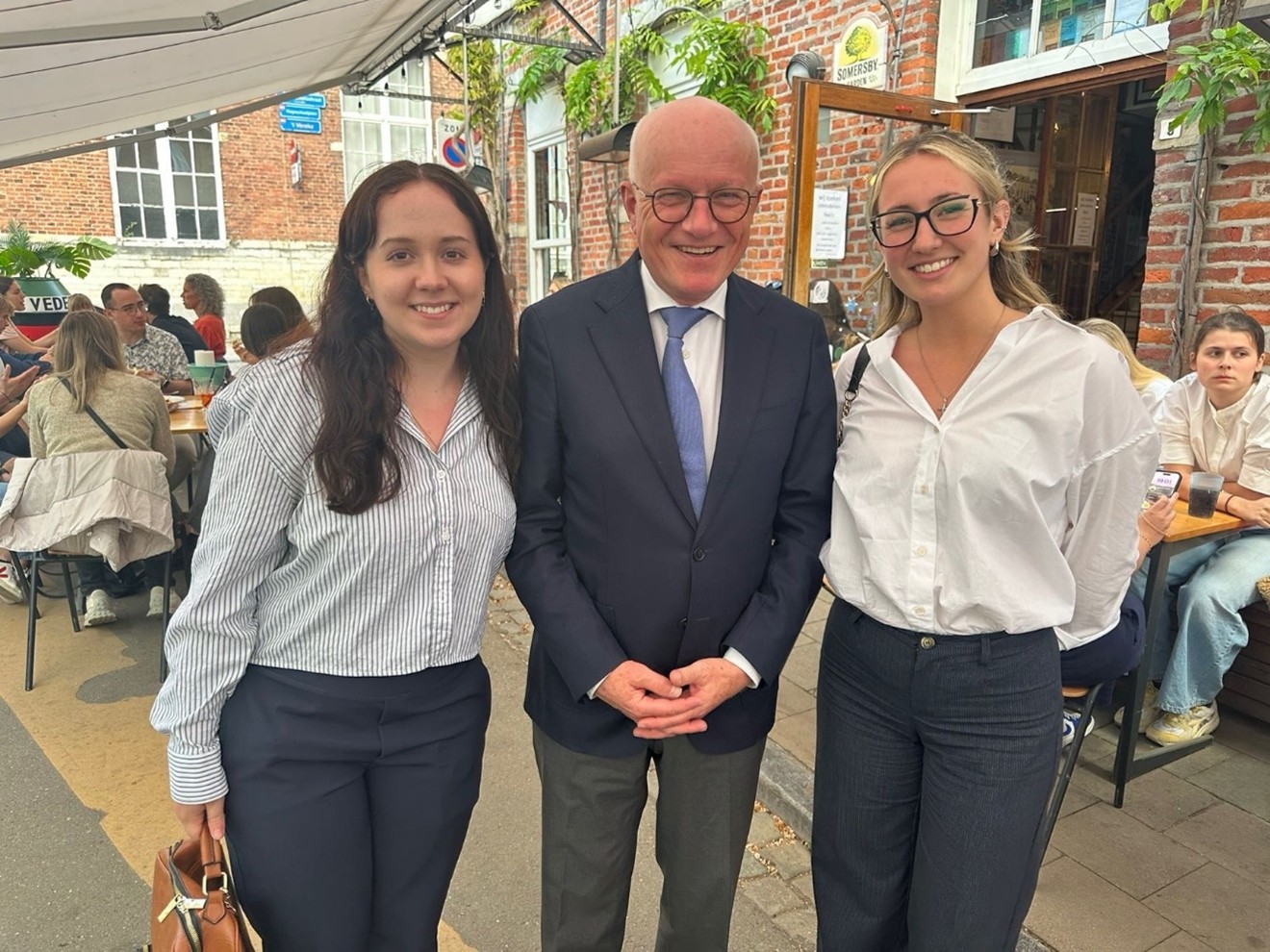 Chloe and Katie with Ambassasdor Dirk Wouters