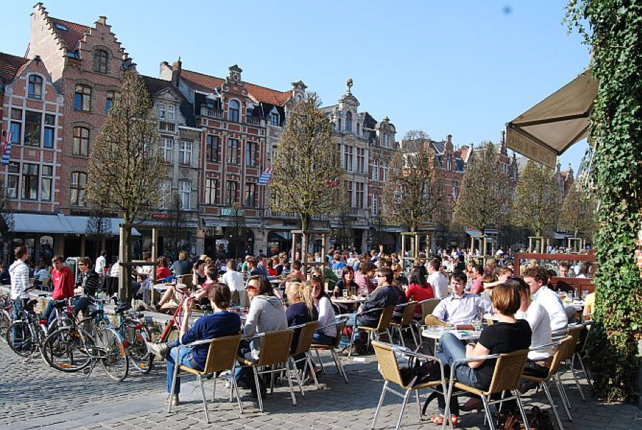 The Oude Markt in Leuven, Belgium