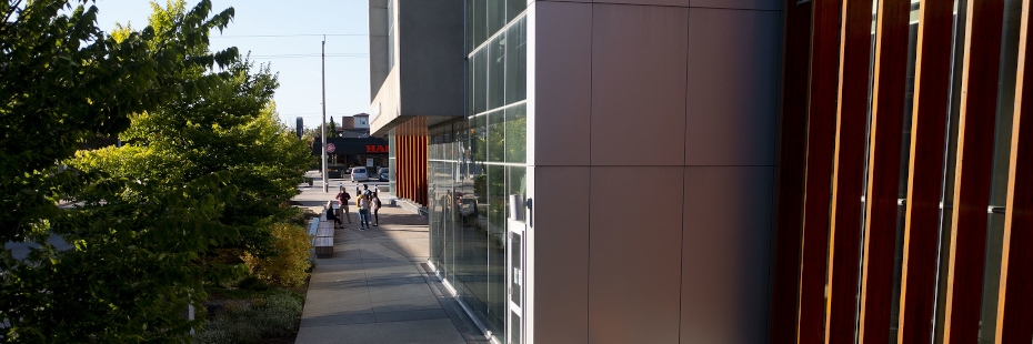 View of side of CEI from along California Ave looking toward Wyandotte St