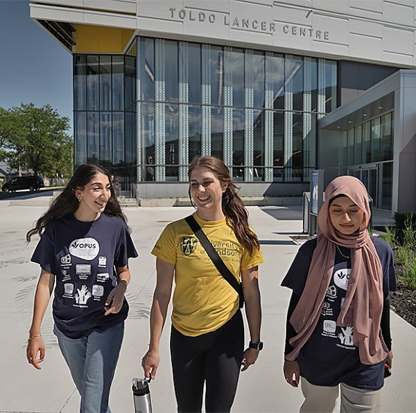 students walking past Lancer Centre