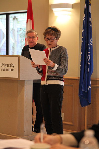 Barb Thomas with Roger Lauzon in the background