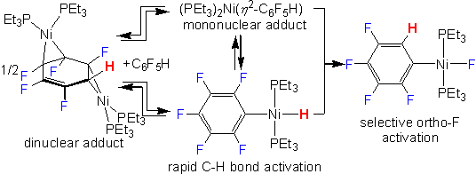 TOC:A Combined Experimental and Computational Study of Unexpected C-F Bond Activation Intermediates and Selectivity in the Reaction of Pentafluorobenzene with a (PEt3)2Ni Synthon