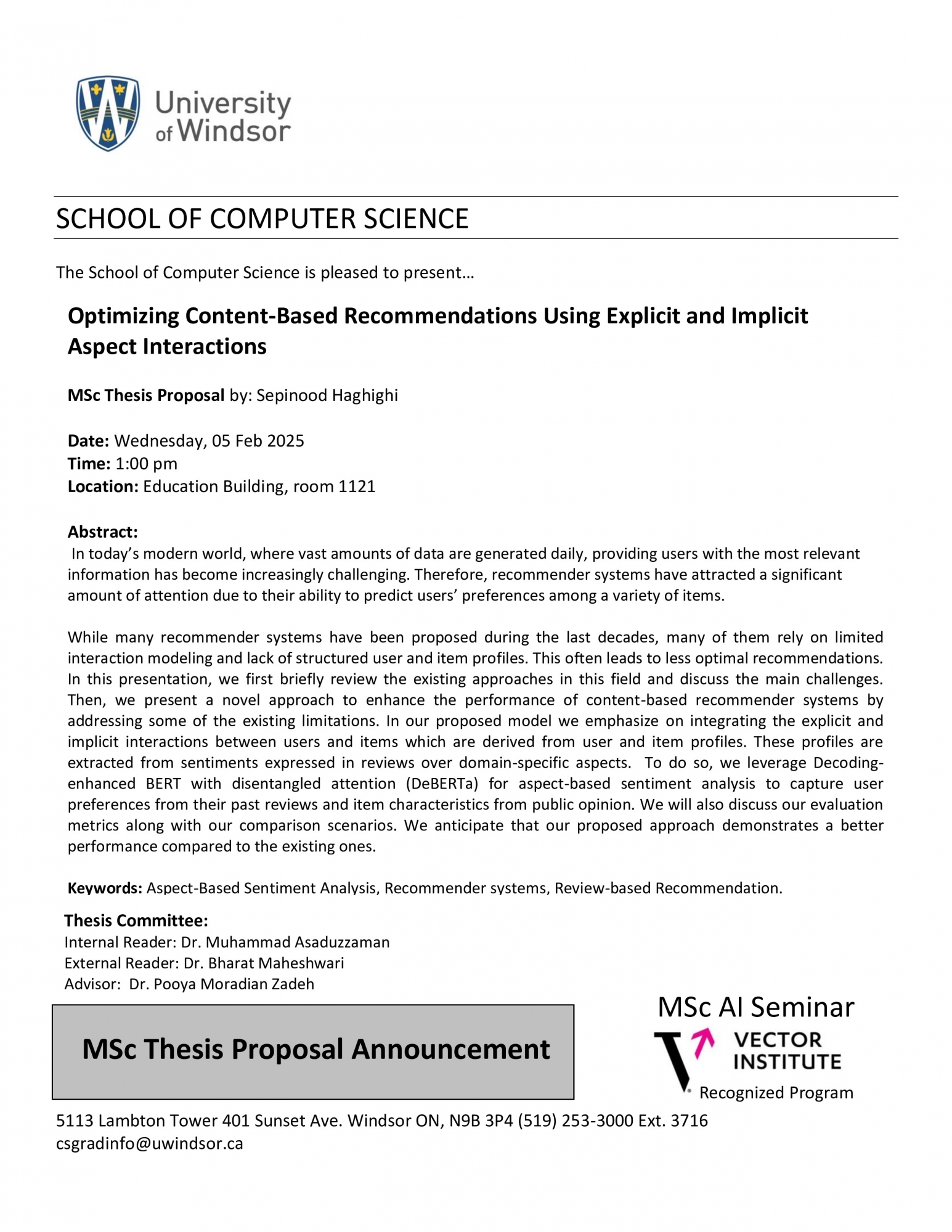 MSc Thesis Proposal by: Sepinood Haghighi