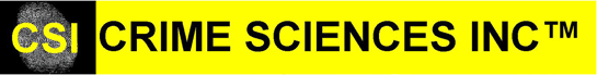 "Crime Sciences Inc." on a yellow and black background