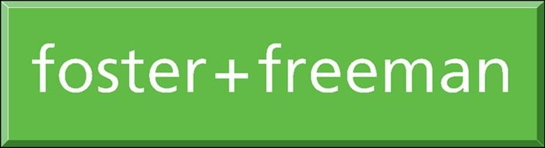 "foster + freeman" in white text on a green rectangular background.