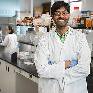 Student in science lab