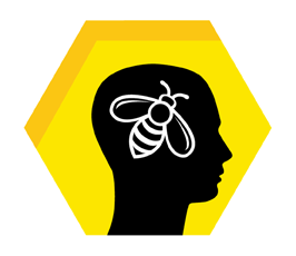 Brain Bee logo (human profile with bee in brain)