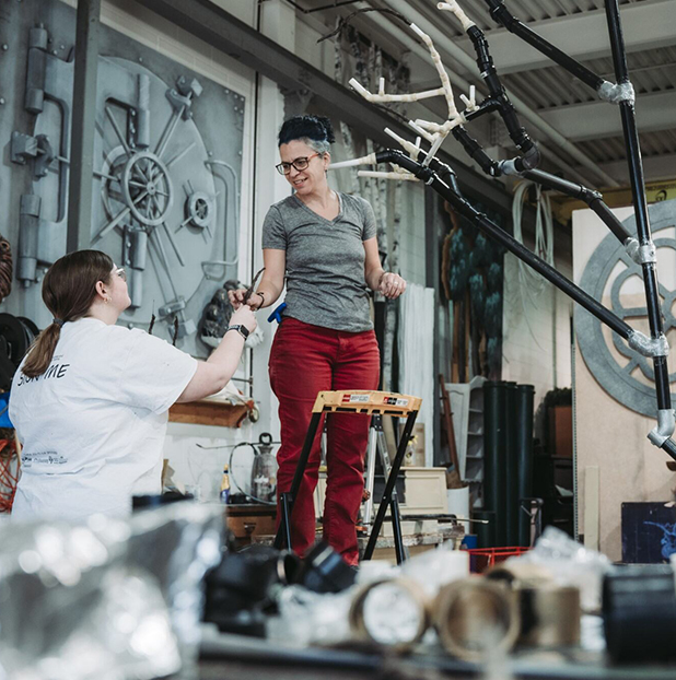 Valerie Bonasso assembles stage tree