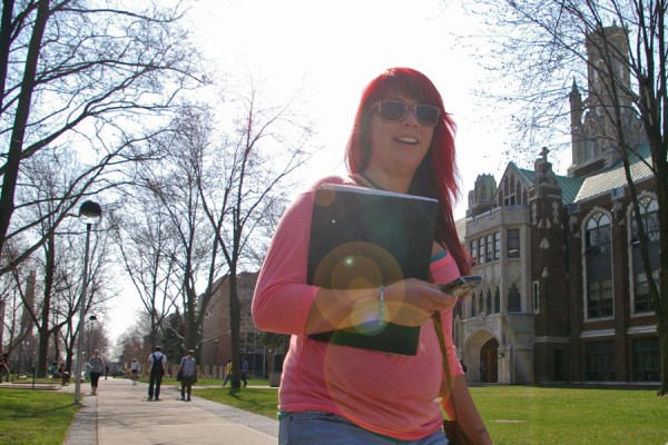 Student walking on Campus