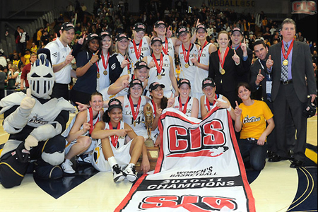 Lancers pose for team photo with CIS banner