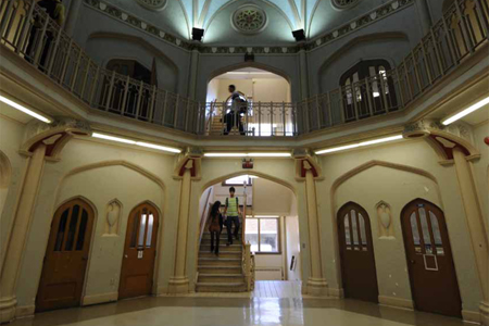 students in foyer