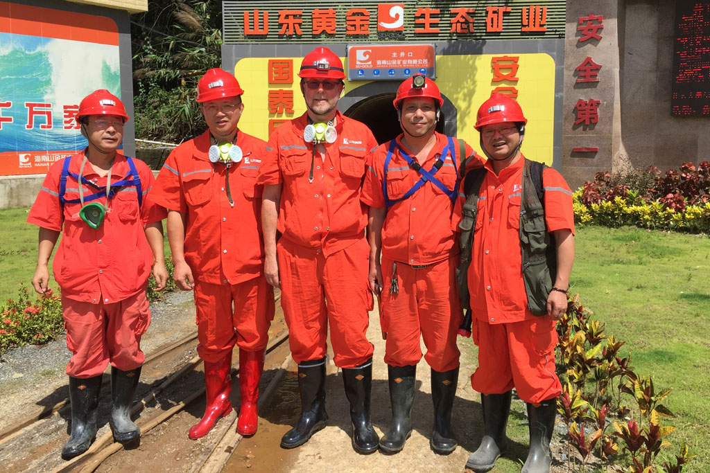 Dr. Iain Samson prepares to go underground at the Baolun gold mine in Hainan Province on July 9, 2017.