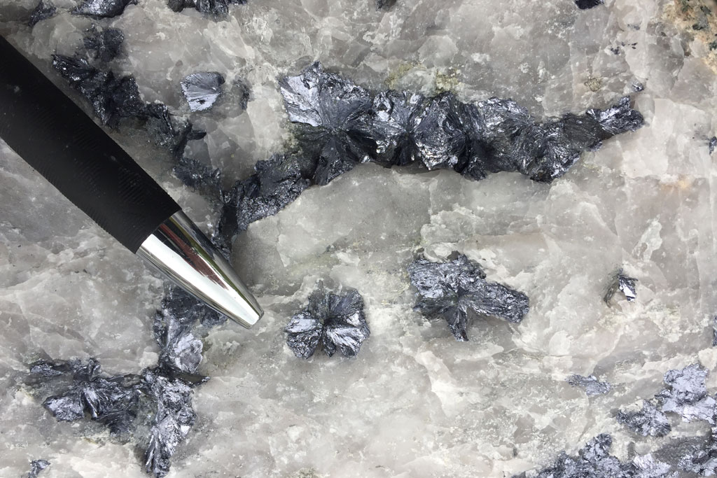Molybdenite from the Gaotongling Mo deposit in Hainan Province is pictured on July 8, 2017.