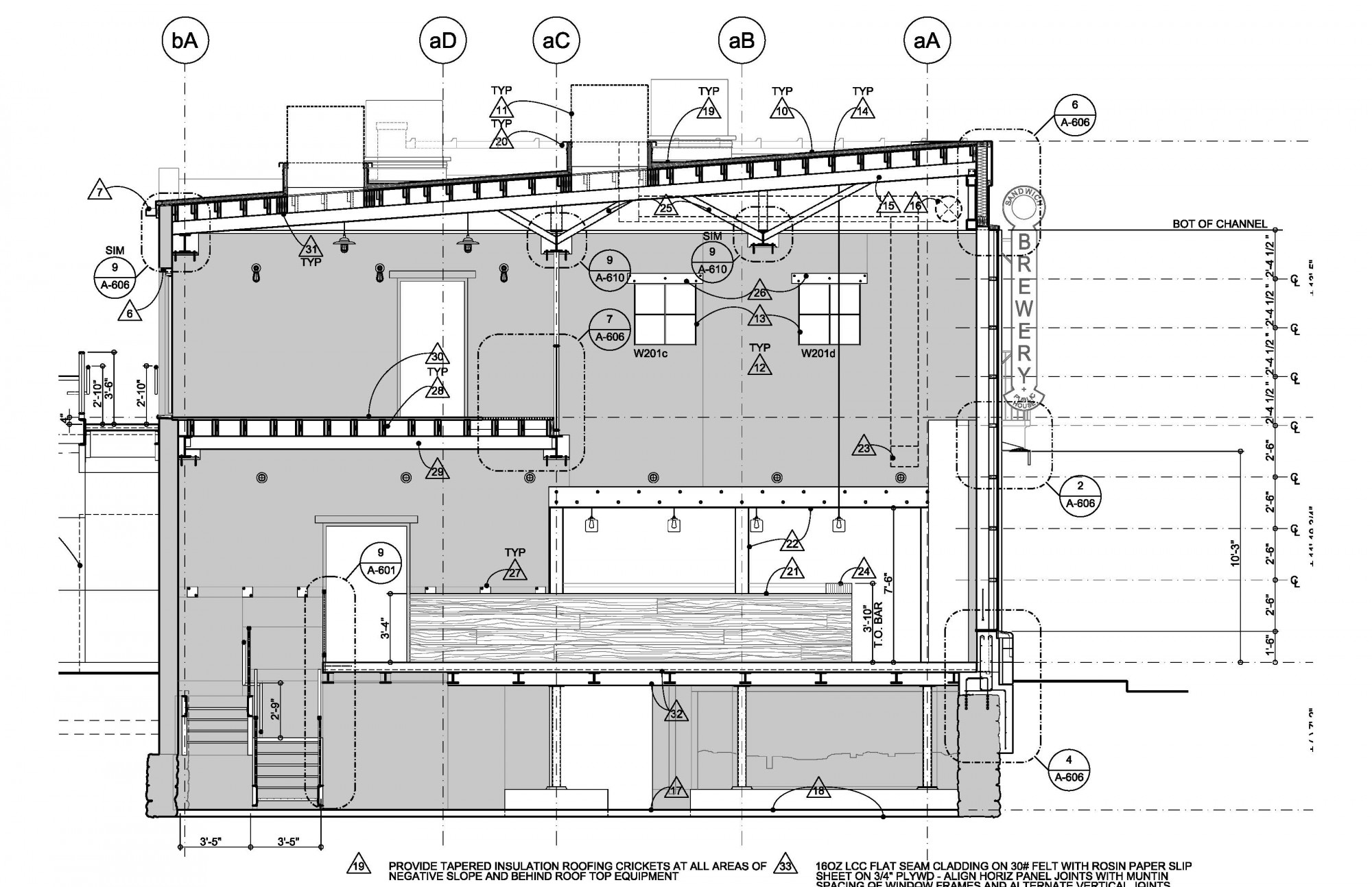 Architectural drawings for Sandwich Brewing Company building