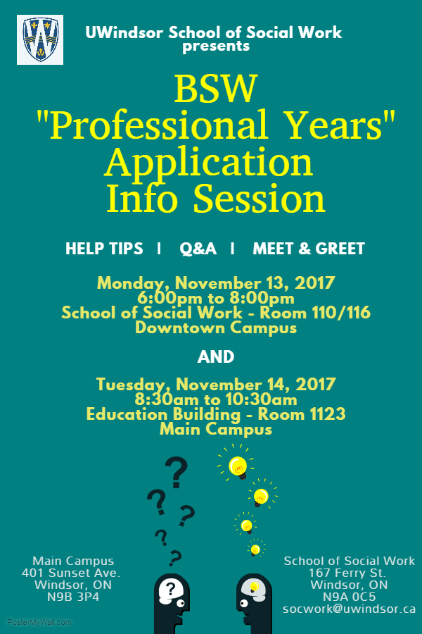 20182019 BSW "Professional Years" Application Information Sessions