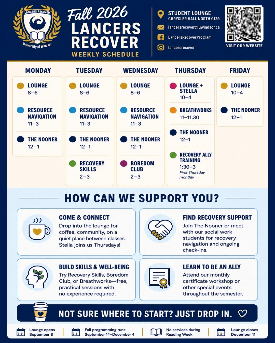 Lancers Recover Schedule Fall 2026