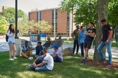 Students standing outside