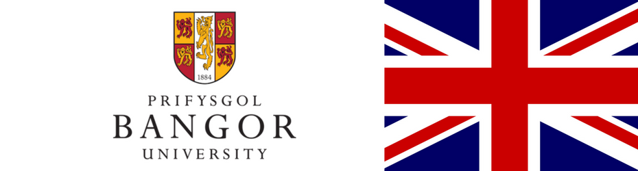 Bangor University logo and UK flag