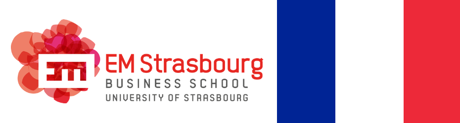 Strasbourg Business School logo and French flag