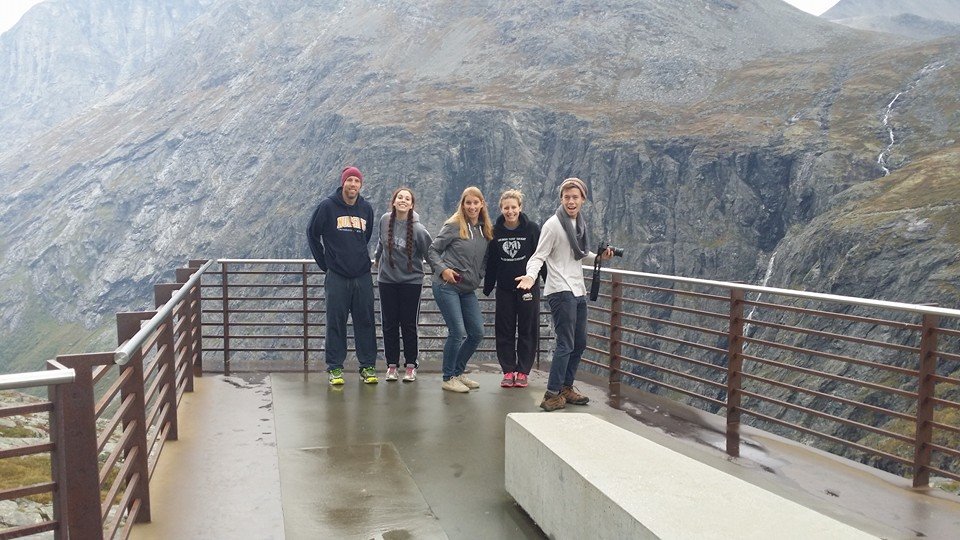 Group of exchange students in Norway at Trollstigen