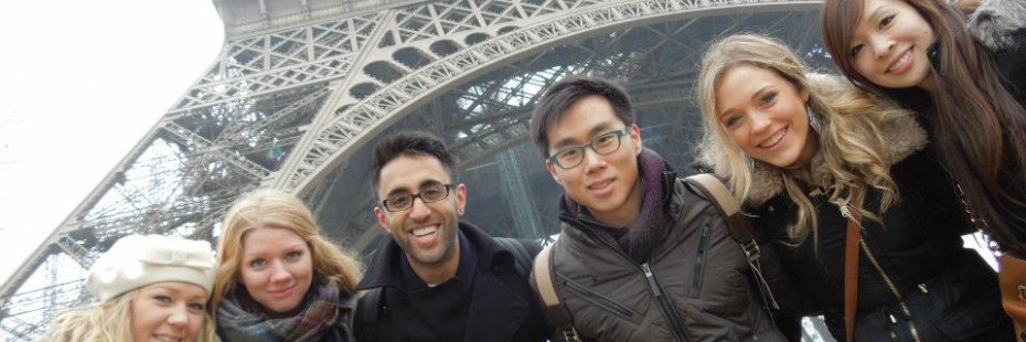 Exchange students in Paris with friends