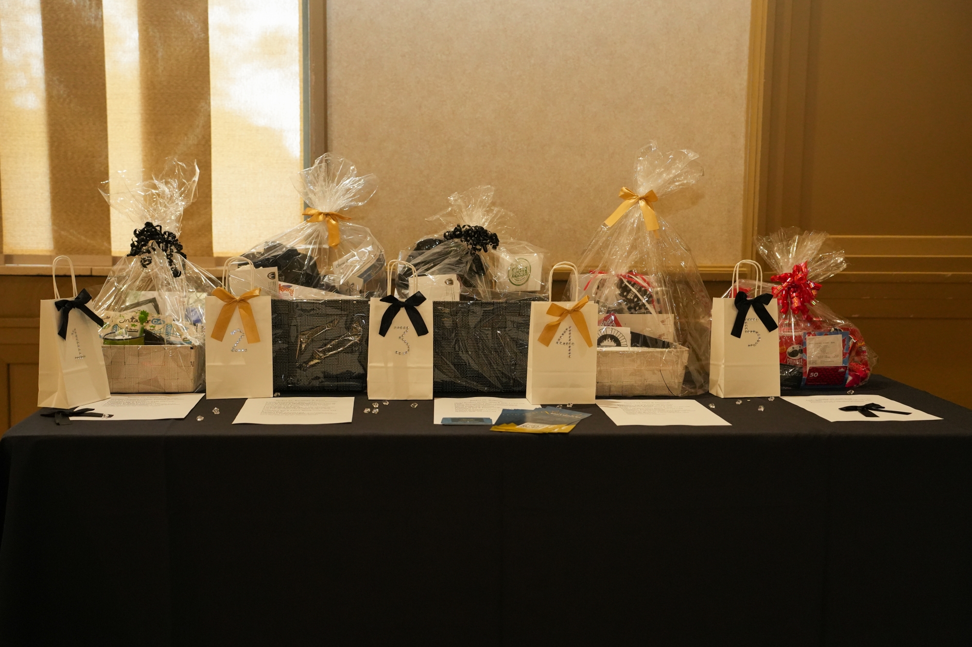 Gift baskets from gala sponsors