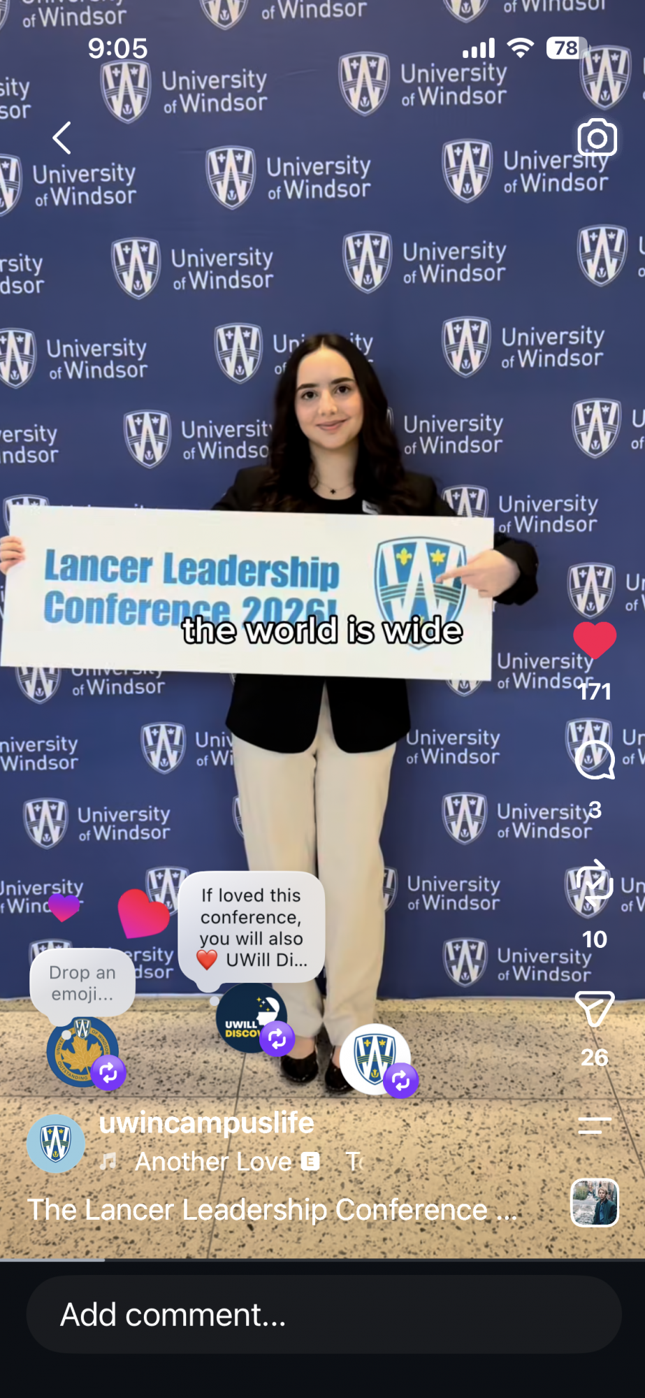 Lancer Leadership Conference sign displayed at the 2026 conference; select the image to watch the conference highlights on Instagram