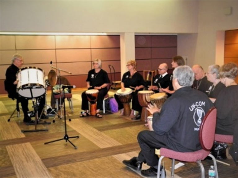 A group of people playing instruments