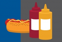 Hot dogs and condiments graphic illustration