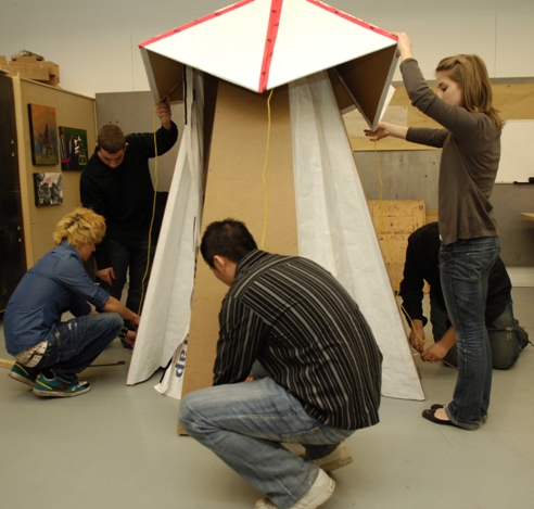 Student project building a relief structure for Haiti earthquake victims