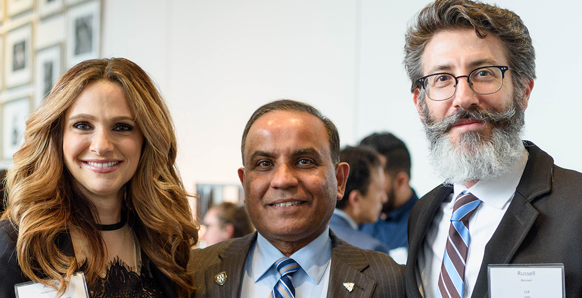 From left: Angela Tartaro-Flowerday BComm ’95, Arun Mathur BComm ’76, Russell Bennett LLB ’95