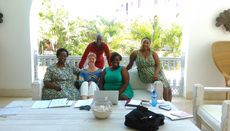 Virginia Nelder, second from left, at a training workshop on child-friendly legislative drafting with her colleagues at the Kenya Law Reform Commission.